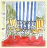 Toldo de sol vertical 230x140 cm - rayas de bloco verticales azul-blanco