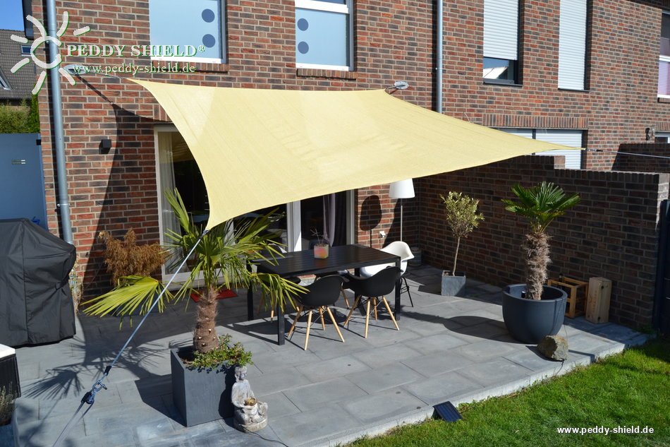 Toldo / vela rectangular  - 3,6 x 3,6 m - lona sombral - color de trigo