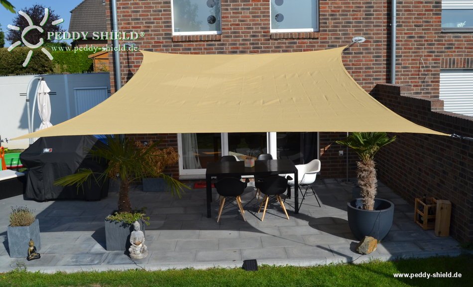 Toldo / vela rectangular - 4 x 5 m - lona sombral - color de trigo