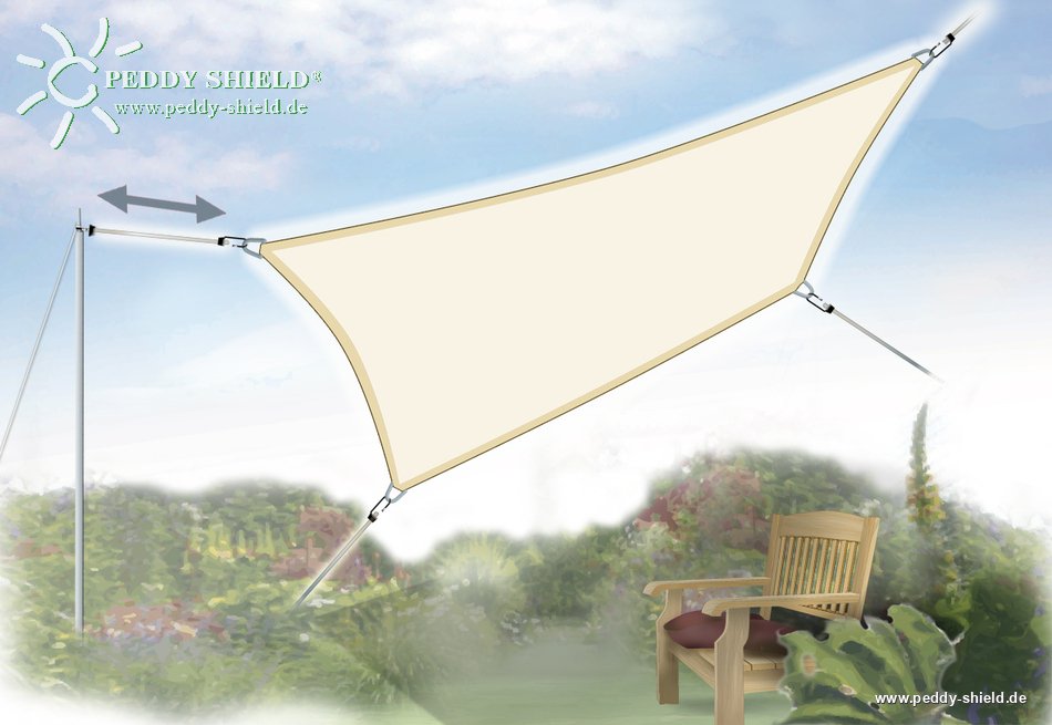 Toldo / vela rectangular  - 4 x 5 m - lona sombral - color gris claro