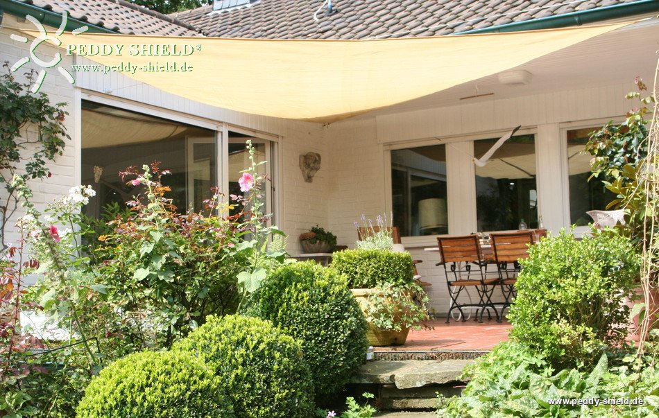 Toldo Triangular 5,0 x 5,0 x 5,0 m - lona sombral, color de trigo